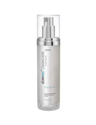 Specially formulated with cactus and yeast extracts to significantly reduce irritation caused by AHA’s and Retinoids. This formula works by down regulating the most important signaling molecule enzymes in inflammation including: COX2, IL-1α and IL8. This down regulation soothes the skin, removes irritation and reduces redness. Rescue RX is further enhanced with four different ceramides to restore skin barrier function which helps the skin maintain its natural structure.